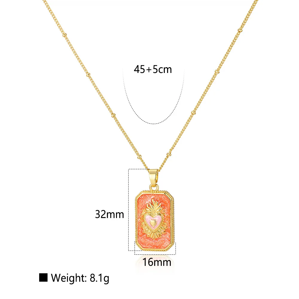 European and American light luxury square color drip love & universe tarot pendant necklace couple birthday gift