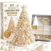 DIY Beaded Christmas Tree Craft Kit, Nutcracker Magic Mini Desktop Christmas Tree Making Kit, Complete Beads and Nutcracker Ornaments Christmas Desktop Home Decoration Supplies 3
