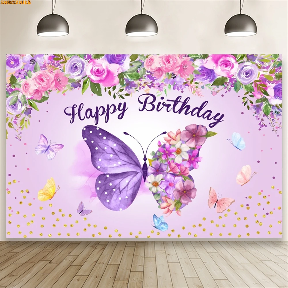 

Birthday Party It's a Boy Gender Reveal Photography Backdrop Butterfly Flower Wish One Baby Shower Photo Studio Background DF-21