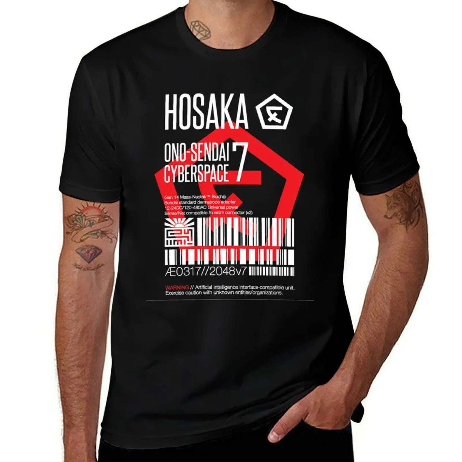 

Hosaka Ono Sendai Cyberspace 7 Label T-Shirt Novelty Print Casual Tee Shirt