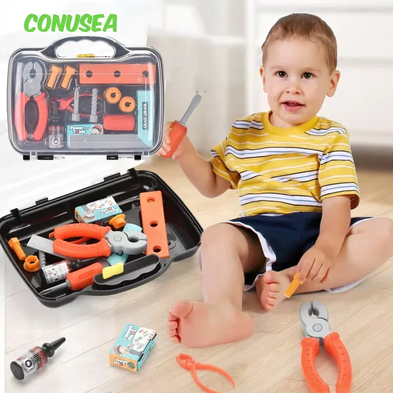 Children Toy Tools Kit Kids 13Pieces Toolbox Set Diy Pretend Play Toy Repair Tool Construction Educational Toys for Boys Girls