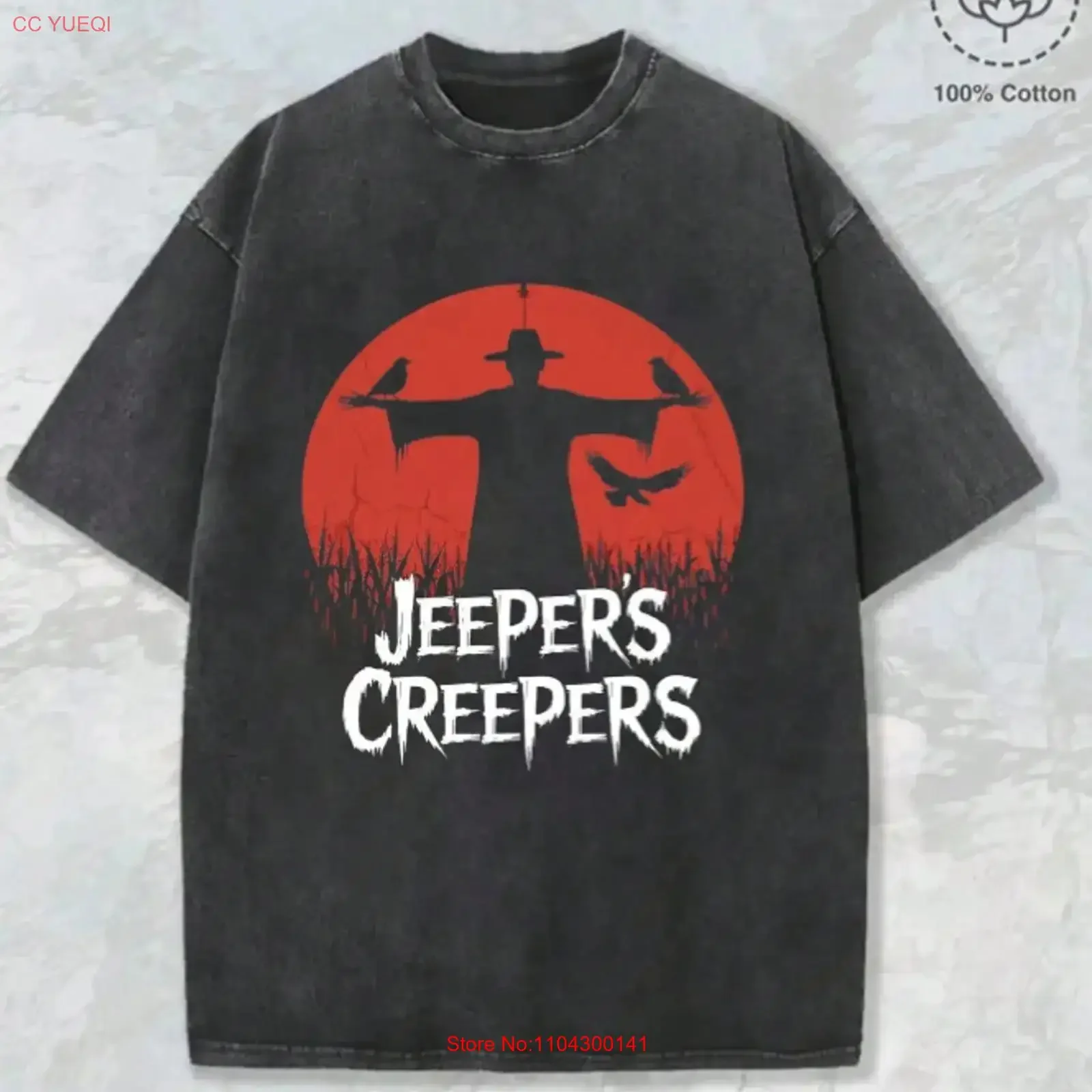 

Футболка Jeepers Creepers с принтом «Ужасный пугал» и «Красная луна», винтажная, с эффектом потертости, стильная, модная, эластичная, дизайнерская одежда