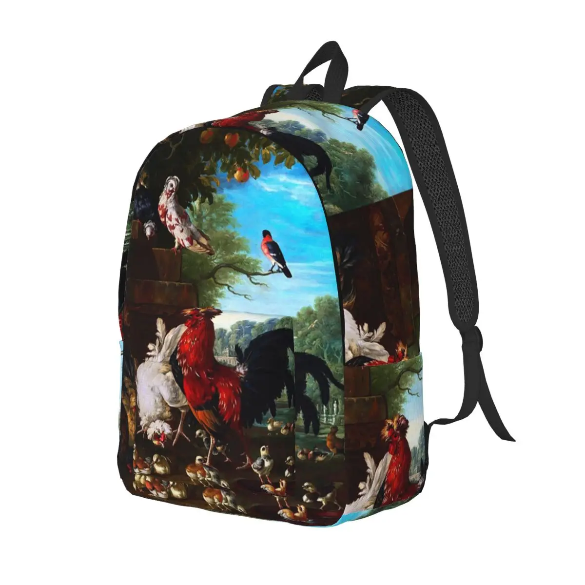 

Domestic Rooster In A Park By Pieter Casteels Backpack Daypack Large Capacity Kid BookBag School Bag Shoulder Bags for Men Women