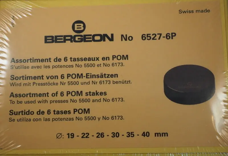 Troqueles de ajuste de vidrio Bergeon 6527-6P para gafas de reloj Mineral plano, de 19 a 40mm