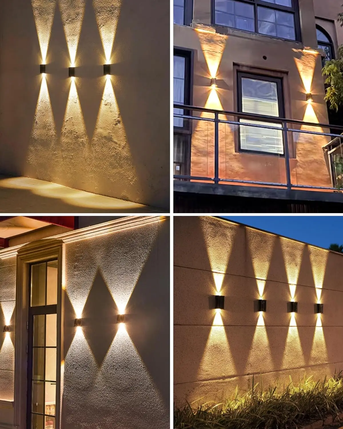 2 LED Solar Wall Lamp Waterproof Outdoor Solar Garden Decor Lights Up and Down Luminous Lighting for Street Balcony Garden Villa