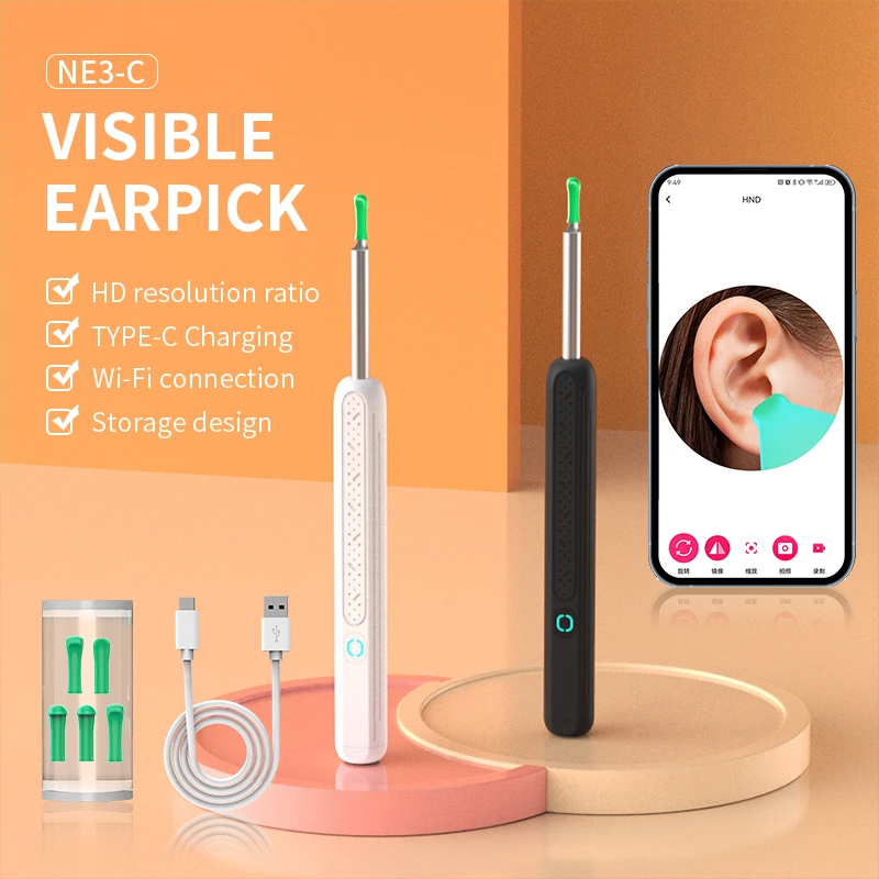 

Visual Ear Wax Cleaner with Camera Safe Earwax Removal Endoscope with 5M Camera Luminous Otoscope Ear Cleaning Tools Ear Care