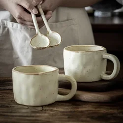NEW Design Stoneware Handmade Japanese Style Vintage Retro Coffee Cup Afternoon Tea Ceramic Mug Set With Spoon Drop Shipping