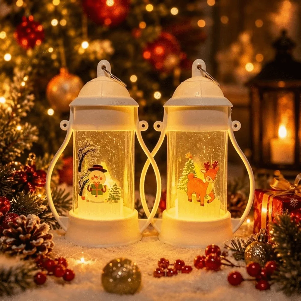Creative Santa Claus Christmas Lantern Snowman Durable Christmas Wind Lamp With Hook Glowing Desktop Christmas Lamp New Year