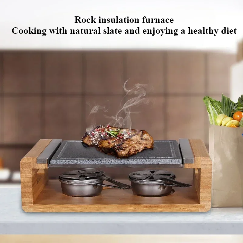 

Portable Rock Insulated Stove High-temperature Western Style Steak Stone Barbecue Plate Natural Stone Fried Eel Baking Tray
