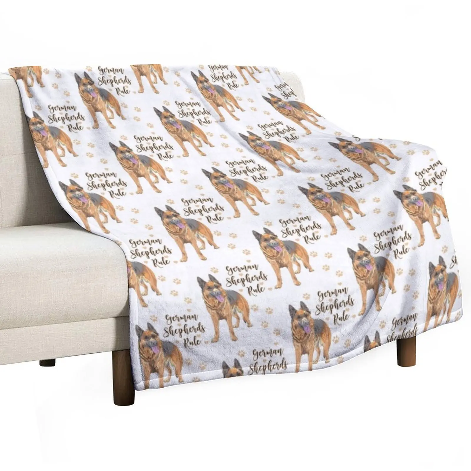 German Shepherds Rule! Especially for GSD owners! Throw Blanket Large Picnic Heavy Flannel Fabric Camping Baby Blankets