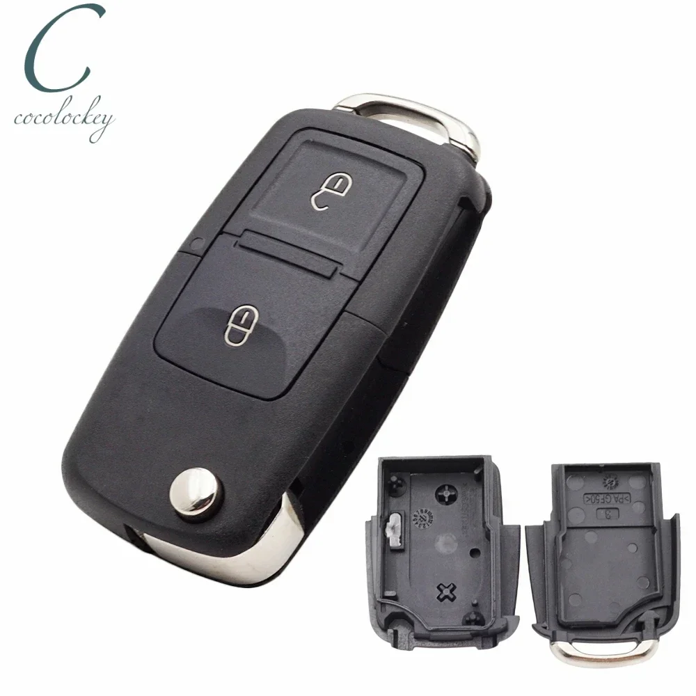 Cocolockey Folding Flip Key Shell Car Key For vw golf 4 5 passat b5 b6 polo touran For seat for skoda Key 2/3 buttons no holder