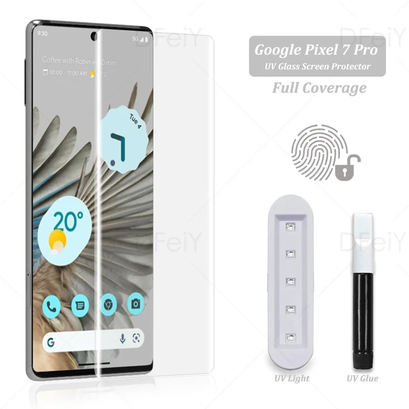 UV Screen Protector For Google Pixel 7 Pro Tempered Glass Film Full Screen Glue For Google Pixel 6 Pro Full Cover UV Glass