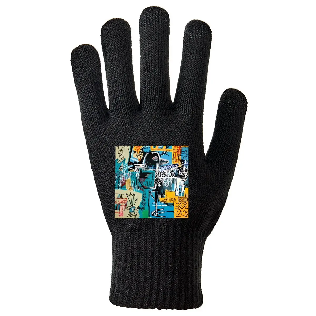 

Абстрактные красочные произведения искусства, зимние мужские вязаные перчатки, теплые противоскользящие перчатки с полными пальцами