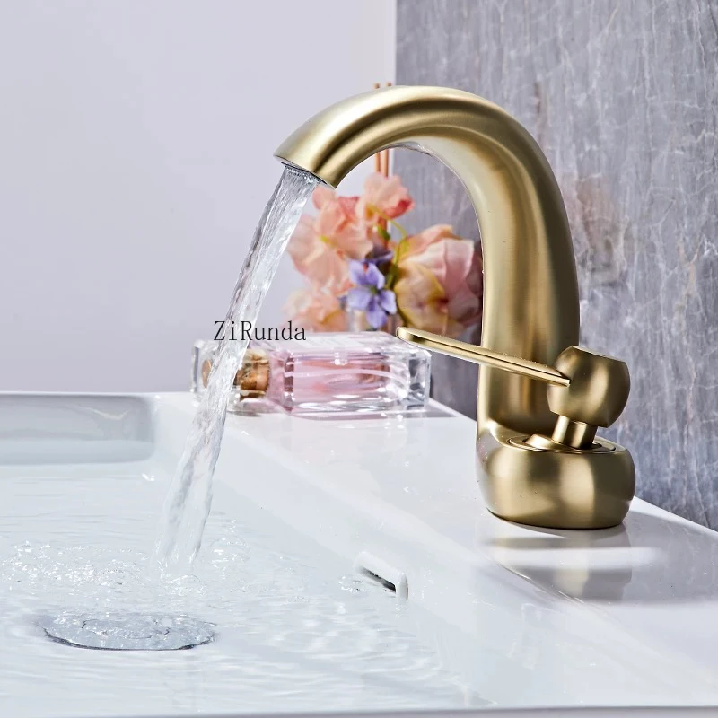 Waterfall All Copper Washbasin Faucet Hot and Cold Washbasin Faucet Creative Household Washbasin Faucet