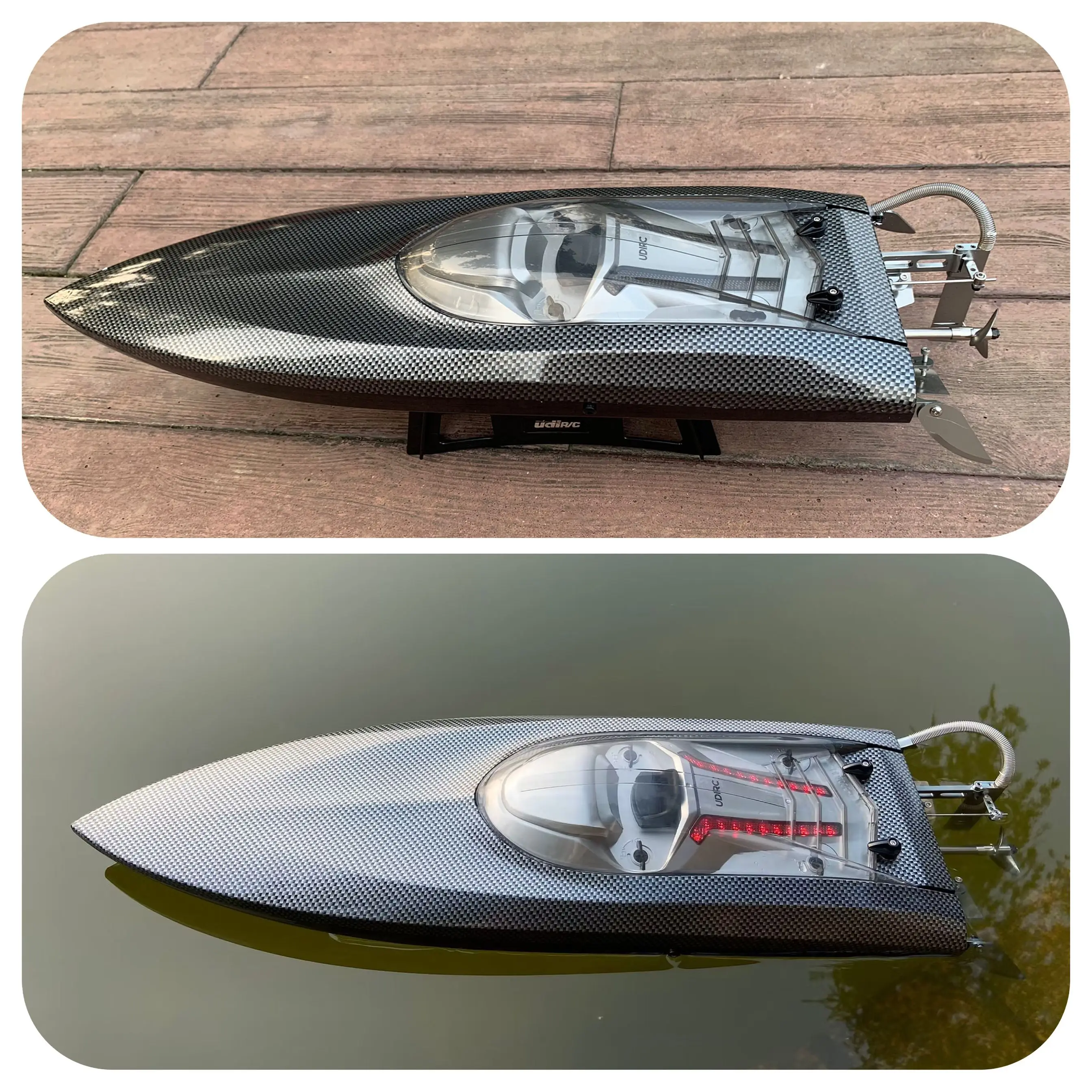 UDI RC UDI022 Brushless Remote Control Boat Boat for Adults with 3S 4S 2 Sets of Batteries 25 Inch 30mph+ 50km/h + Alloy Steel