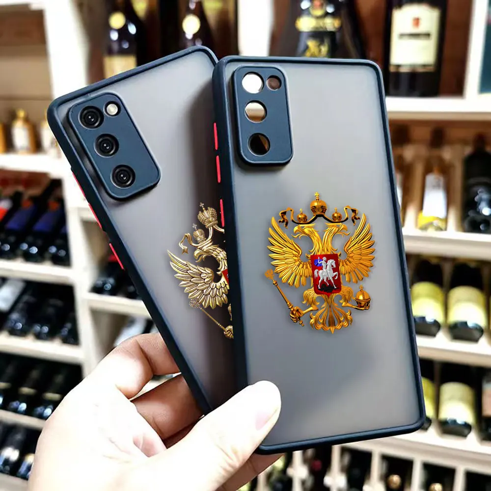 Two-headed Birds Russian Flags Emblem Matte Phone Case for Samsung Galaxy S23 S22 S21 S10 4G S9 S8 Plus ULTRA 5G LITE Case Funda