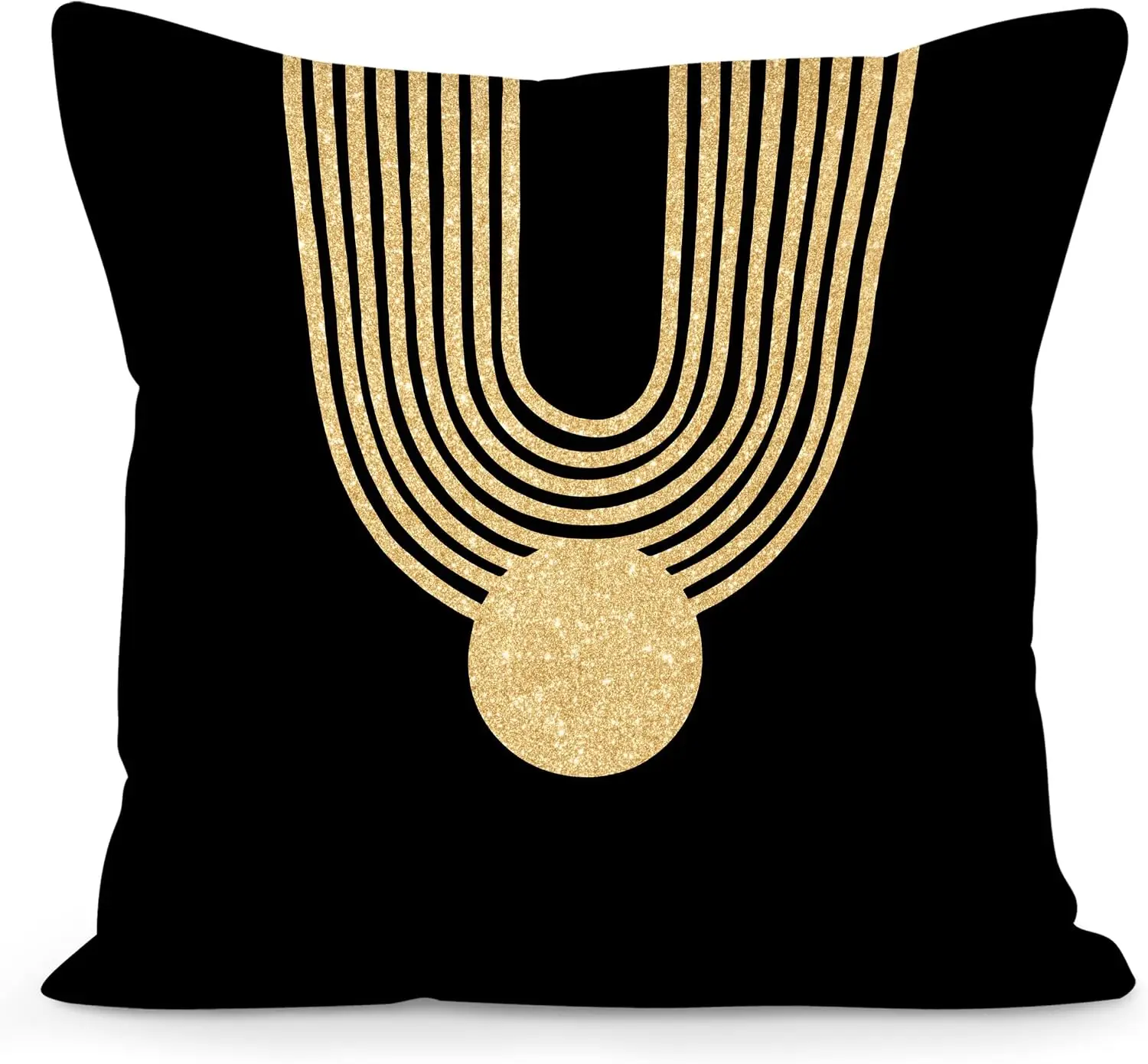 Elegant Gold Glitter Medal Throw Pillow Cover Black Background Sofa Accent Cushion Bed Decor Luxury Shiny Chic Home Accent Pillo