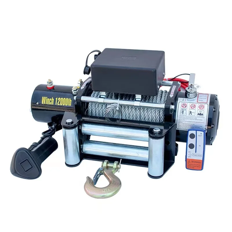 12000lb 5443kg Capacity 12V 24V DC Heavy-duty Off-Road Electric Winch with Steel Wire Rope for ATV UTV 4x4 Recovery Towing Tool