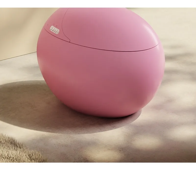 Dopamine color light smart toilet, creative egg-shaped pink toilet without water pressure limit