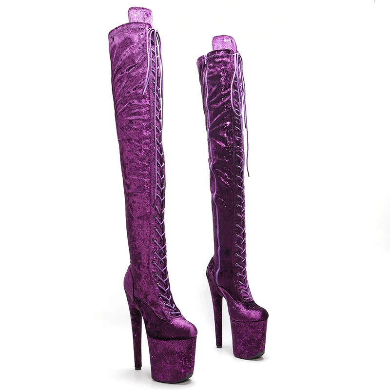 

Leecabe 20CM/8inches Pole dancing shoes High Heel platform boots Nightclub Stiletto Pumps thigh high boots 5B