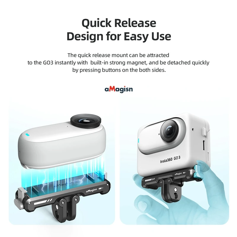 Для спортивной камеры Insta360 GO3, сильный магнитный быстроразъемный адаптер для крепления, складная безопасная защелкивающаяся основа, аксессуар Go 3, аксессуар