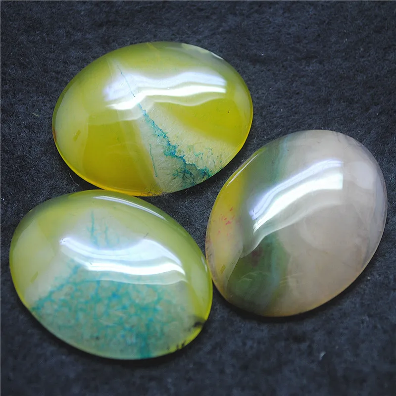 3PCS Natural Semi Precious Stone Cabochons Oval Shape 30X40MM NO Hole Double Colors Mixed Hot Sellings