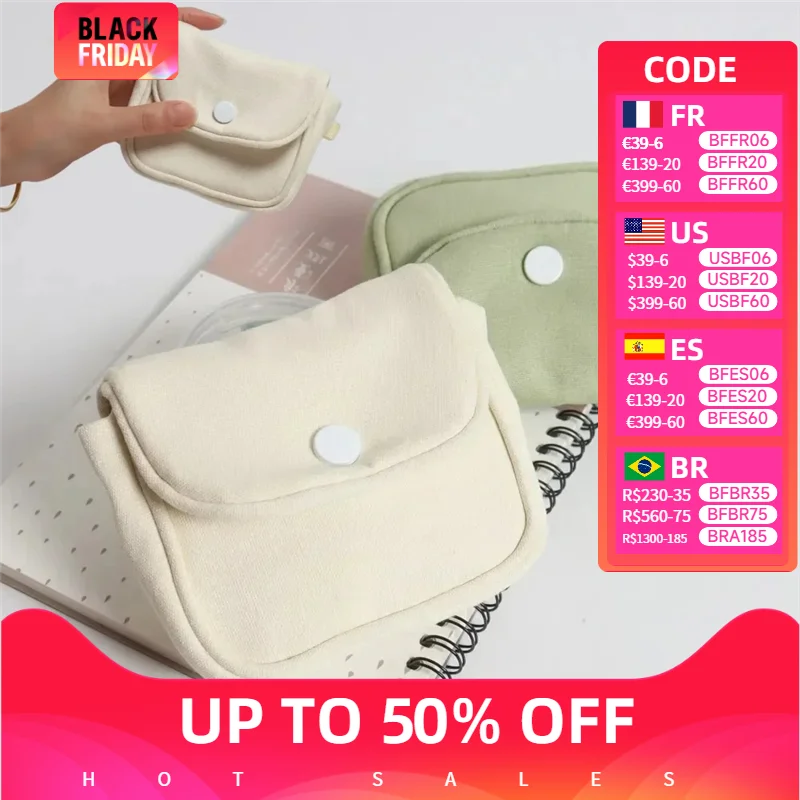 

Fashion Portable Coin Purse New Solid Color Mini Cash Wallet Lightweight Cotton Headphone Bag Women Key Pouch Travel Card Holder