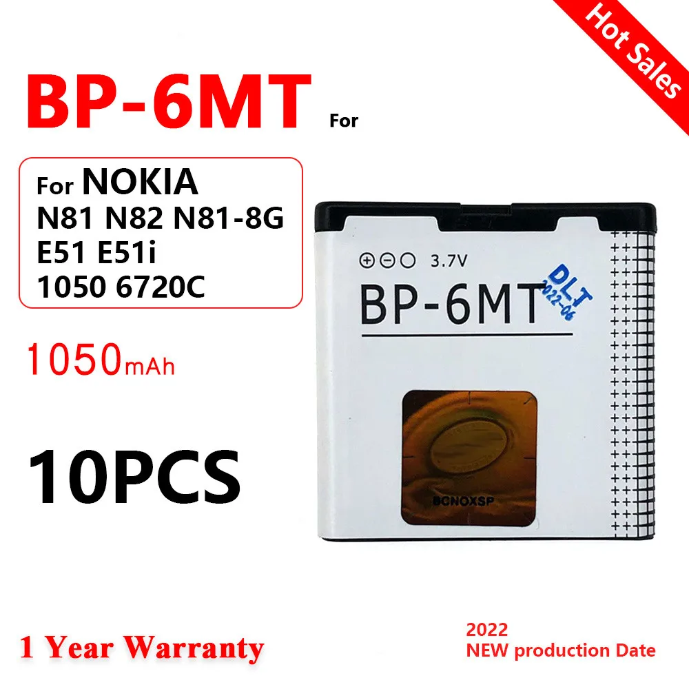 BP-6MT BP6MT Rechargeable Battery For Nokia N81 N82 N81-8G E51 E51i 6720 6720C BP 6MT Cell Phone Accumulator Battery 1050mAh