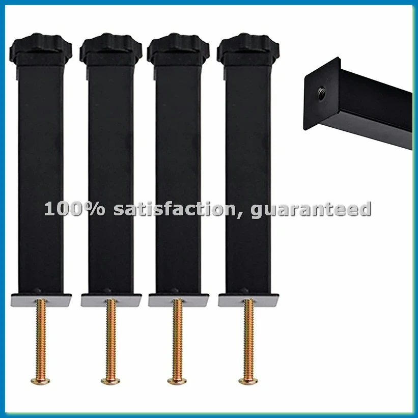 

4 шт. металлических опорных ножек для мебели, регулируемая высота от 20 до 22 см, усиленные опоры для центральной рамы кровати-AT35