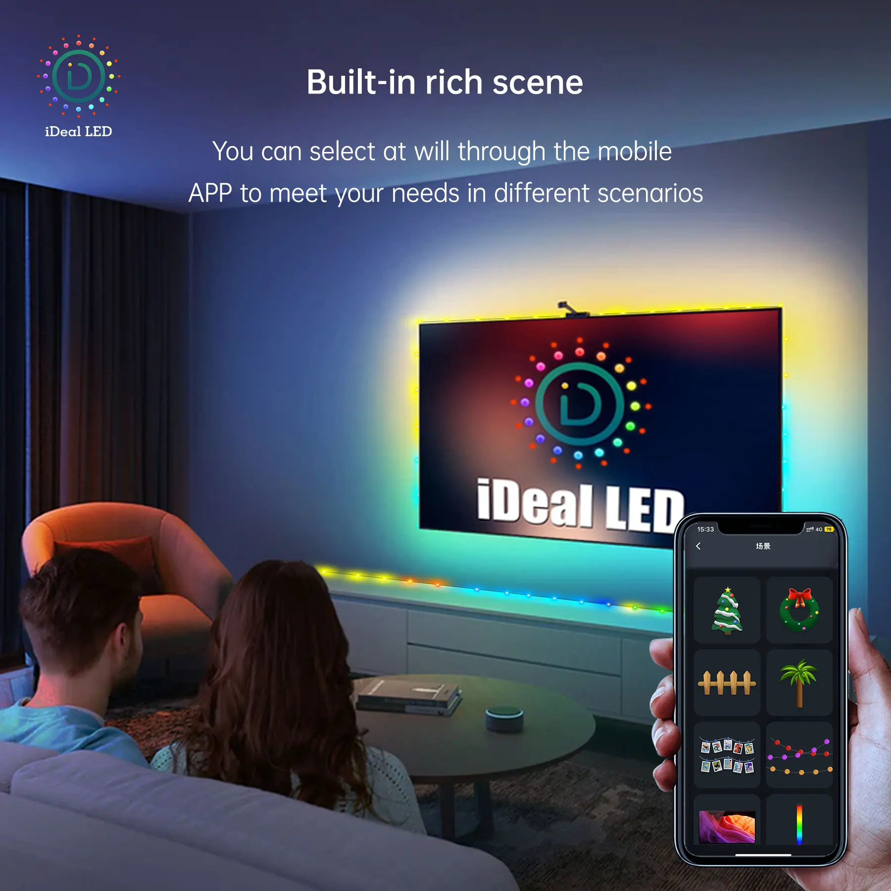 Akıllı LED şerit işıklar müzik Sync renk değiştiren LED şerit işıklar uzaktan ve App kontrol RGB LED şerit odası ev partisi için