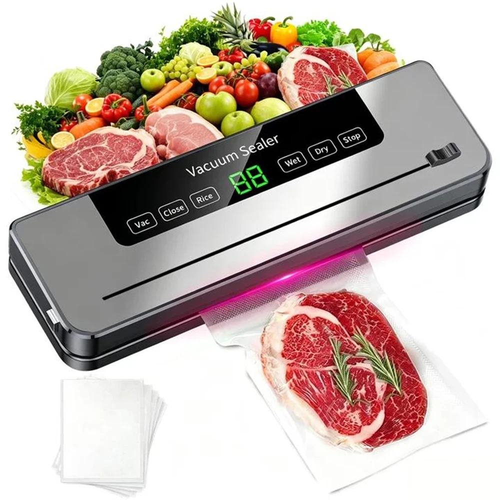 Machine de mise sous vide alimentaire 220V, 5 modes, automatique, pour aliments secs et humides, avec 10 sacs, pour la conservation des aliments à la maison, en cuisine, pour les aliments pour bébés