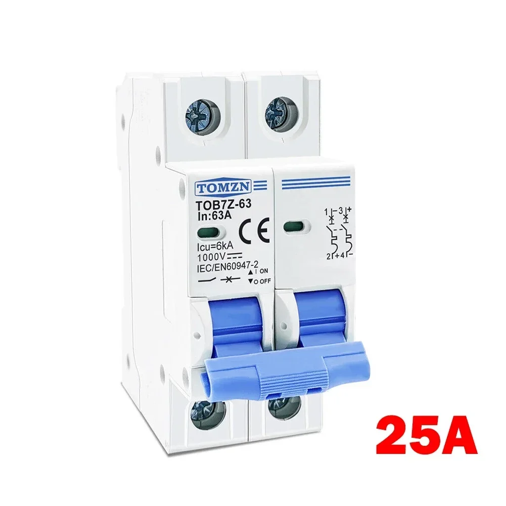 

2P DC 1000V Солнечный мини-выключатель 3A 6A 10A 16A 20A 25A 32A 40A 50A 63A DC Солнечный MCB для фотоэлектрических систем солнечной энергии