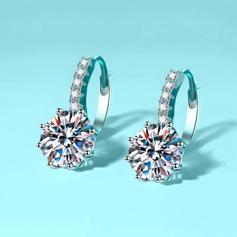 

4 Ct 925 Silver Petite Delicate Moissanite Earrings For Women PT950 Gold Plated Certified Free GIFT Manufacturer Jewelry