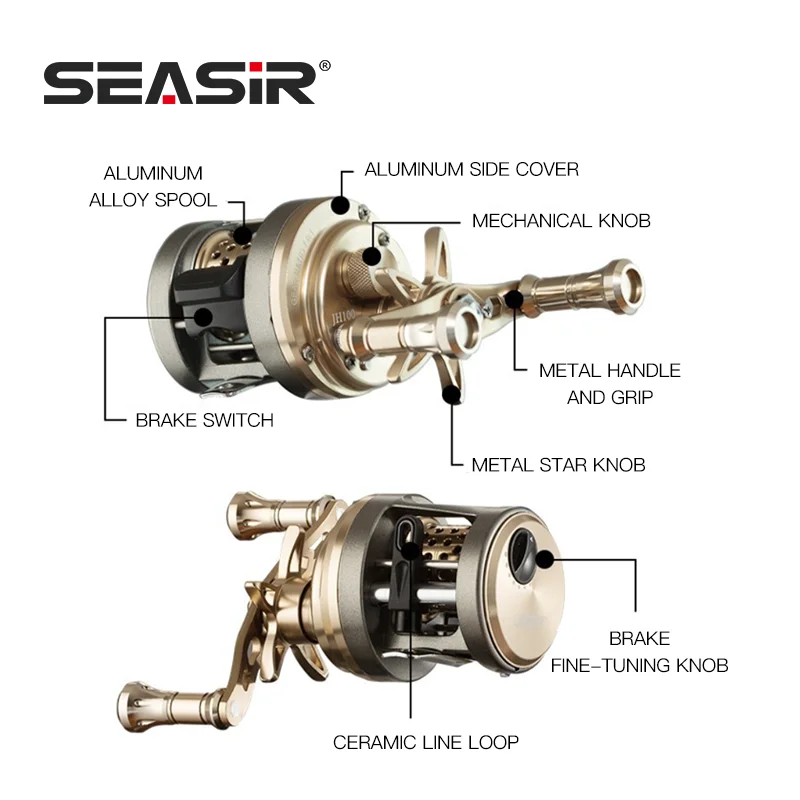 SEASIR JH ドラムベイトキャスティングメタルボディリール,最大強度の