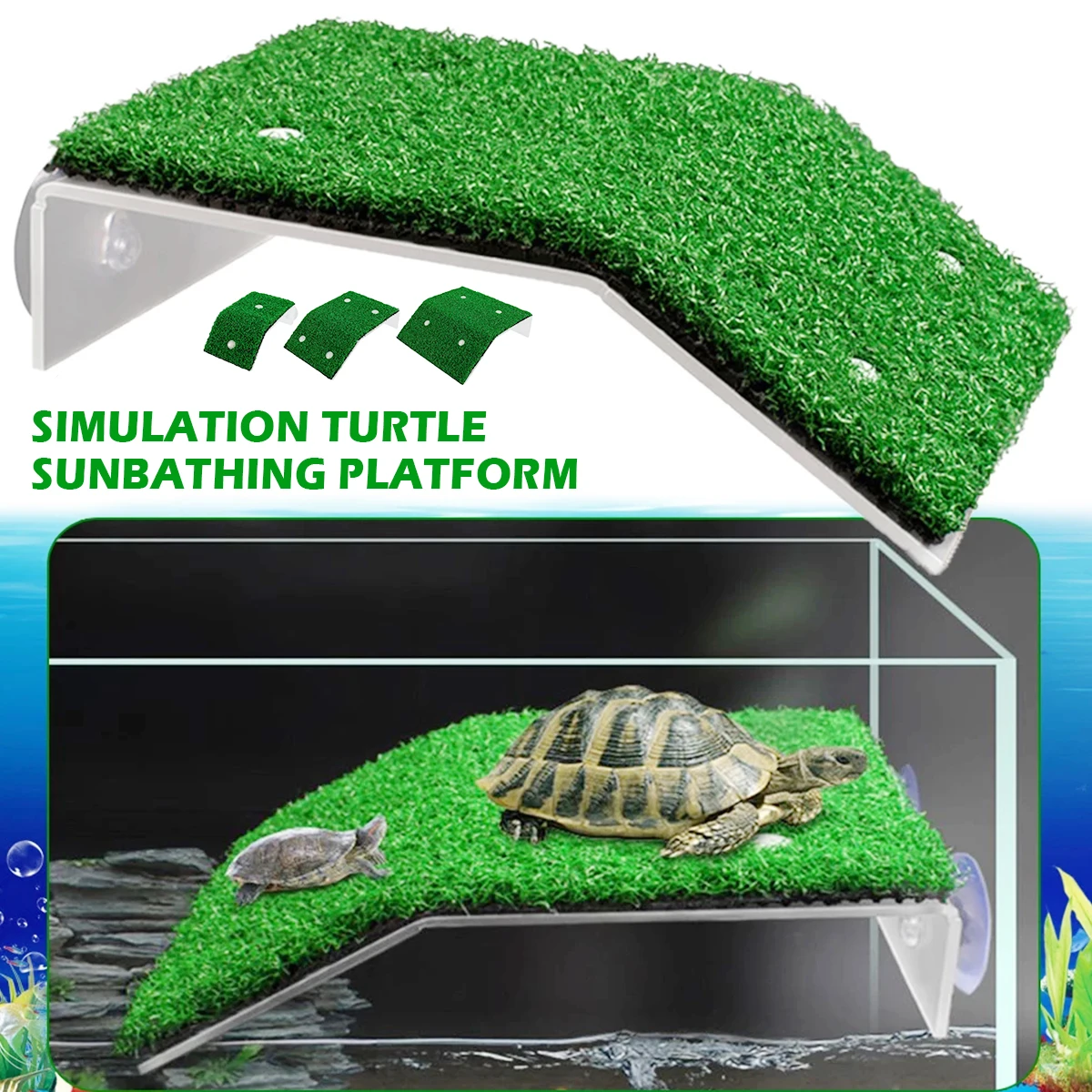 3 Size Turtle Basking Platform Float Habitat Simulation Lawn Ramp Moss Turtle Dock Floating Island Aquarium Reptile Terrarium