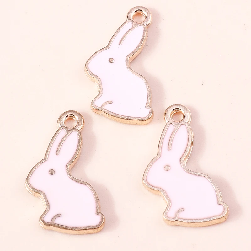 10 Stück 10x16mm Cartoon Emaille Tier Hasen Charms Anhänger für Schmuckherstellung Ohrringe Halsketten Armbänder DIY Bastelzubehör – Detail 4