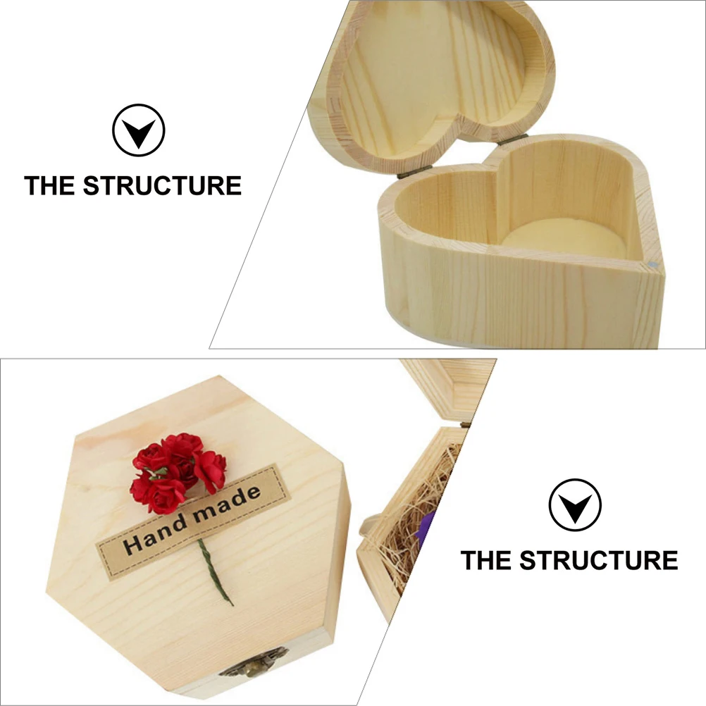 

2 Pcs Wooden Jewelry Box Holder Boxes Organizer Presents Storage Soap Flower Travel