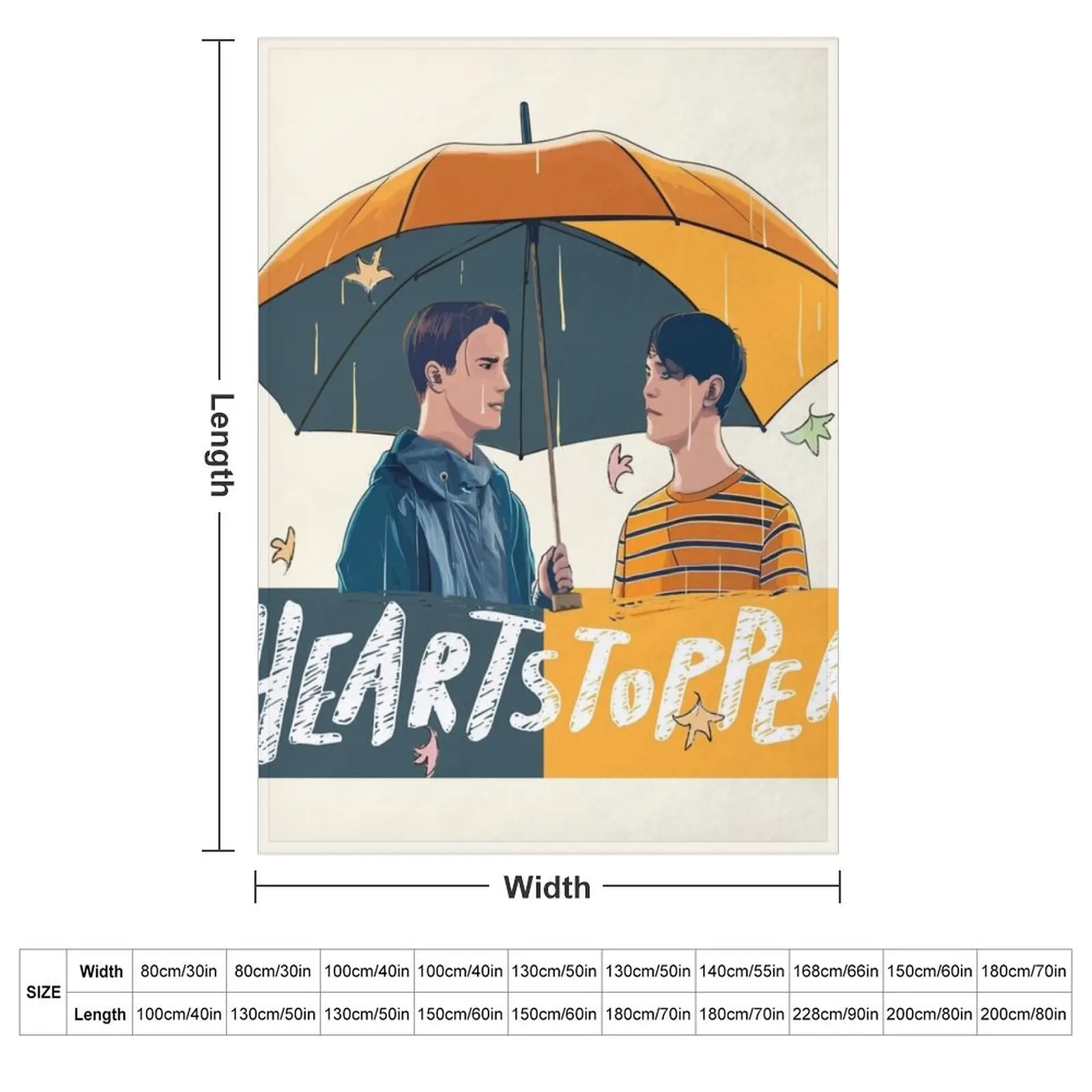 Heartstopper - Nick & Charlie Umbrella Scene Vectorized Throw Blanket couch cozy soft plush fuzzy picnic outdoor blanket