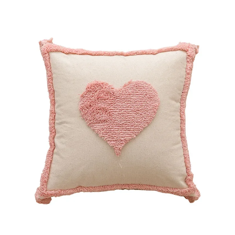 INS Style Pink Tufted Sofa Throw Pillows New Home Small Fresh Love Detachable Pillow Cover Combination Decor