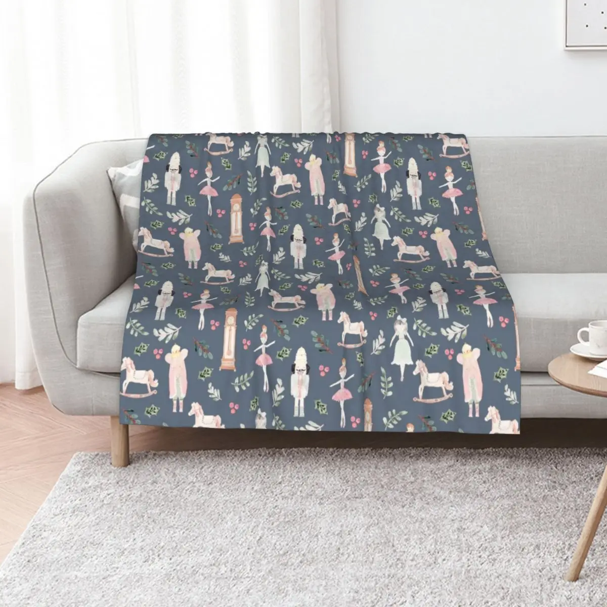 

The Nutcracker _ navy watercolor Throw Blanket Stylish Couch Blanket for Home Living Room