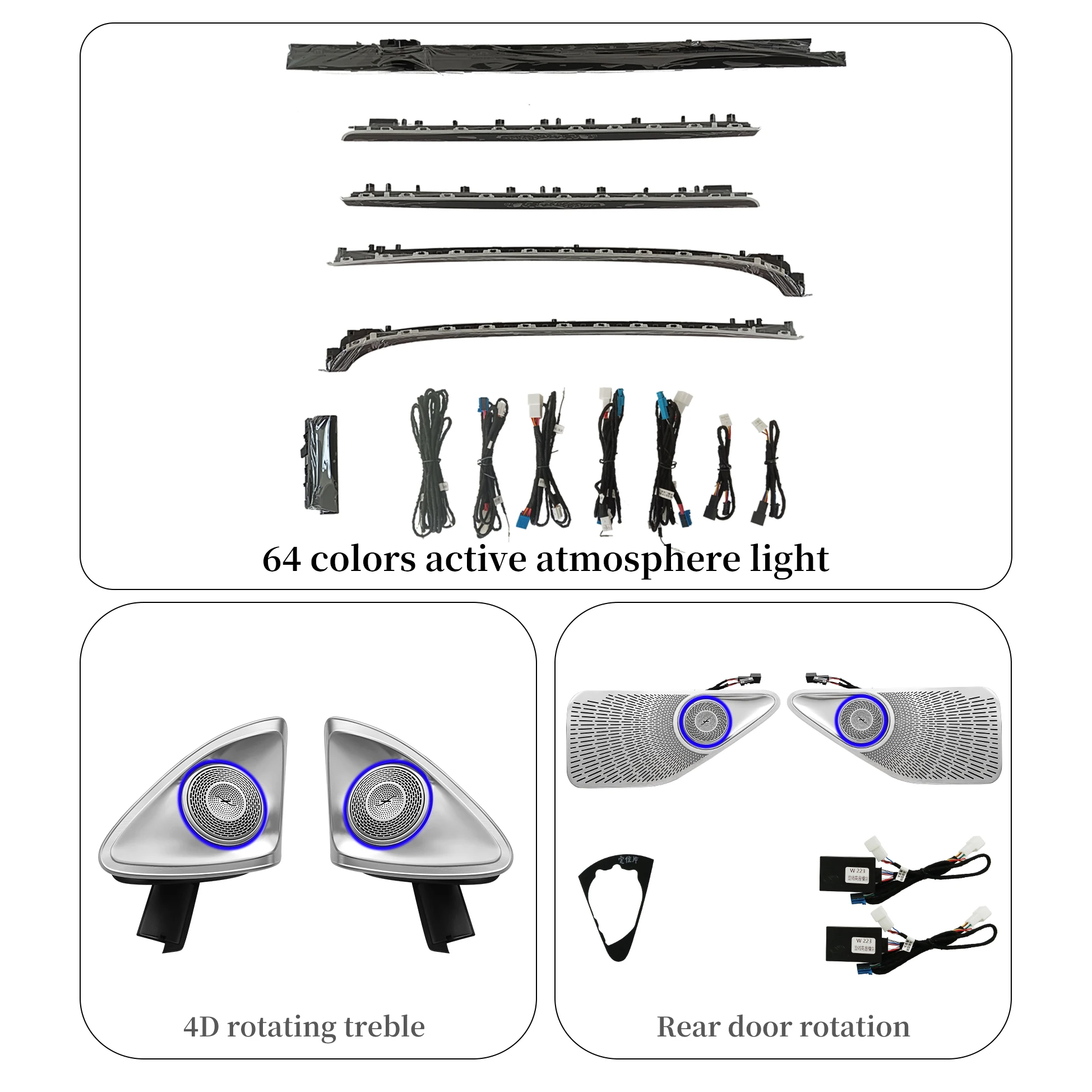 W223 Auto Lighting System Atmosphere Light 64 Colors LED Car Interior Ambient Light Kit Suitable For Mercedes Benz S-class W223