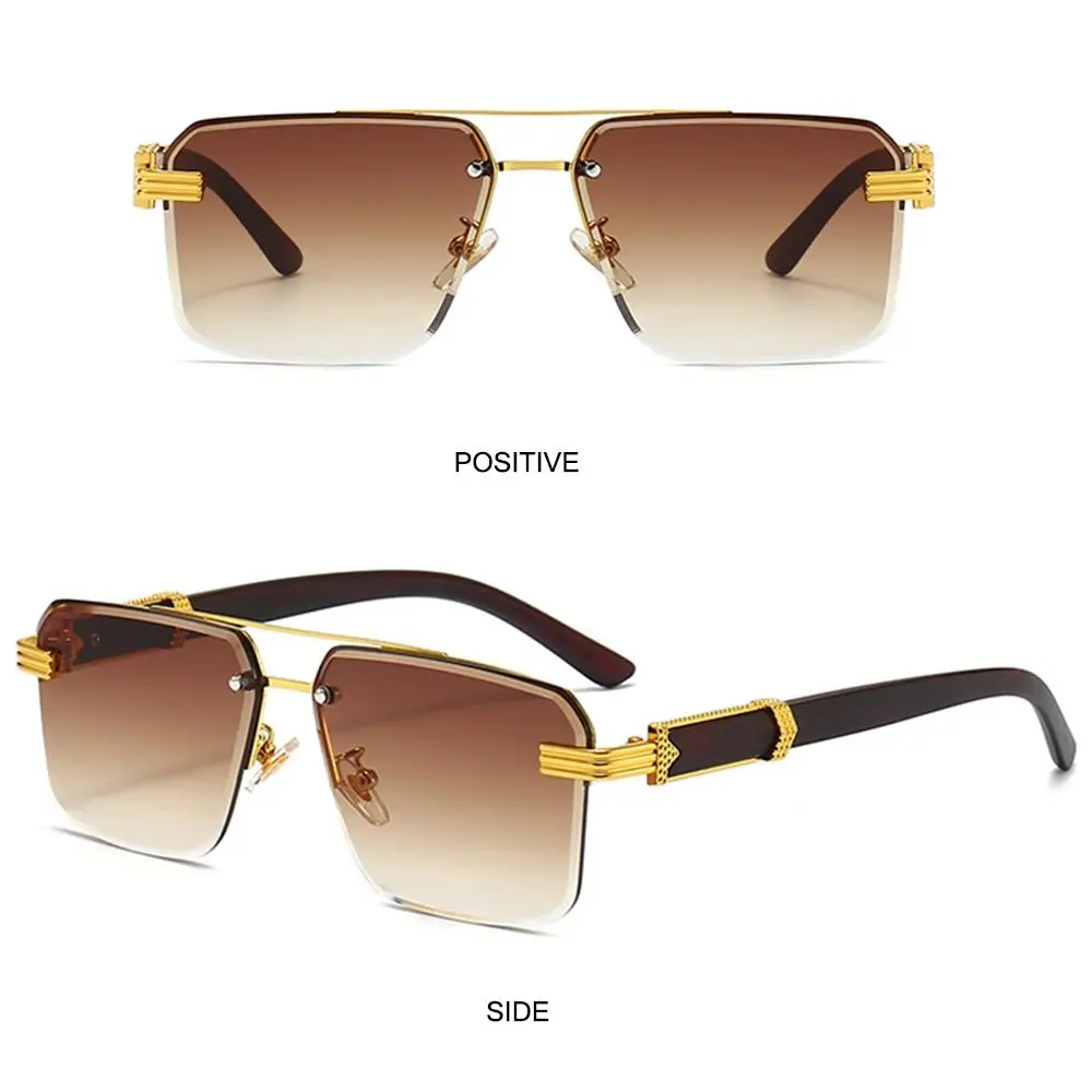 Lunettes de soleil rétro Vintage sans monture pour hommes, carrées UV400, sans cadre, nuances dégradées pour femmes