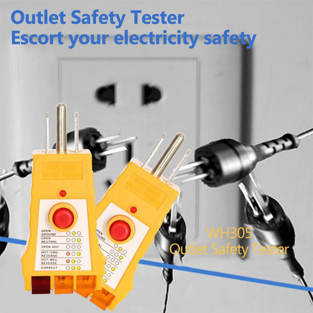 WH305 Socket Safety Tester Socket Contact Induction Power Detector Handheld Check Receptacle Tester Outlets Electician Tool