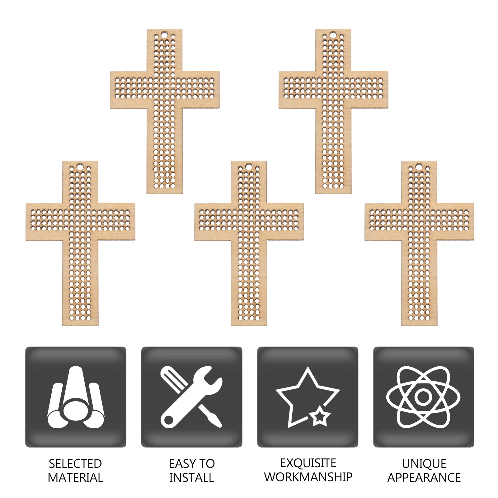 

5pcs Mini Cross-Stitch Wooden Chips Diy Gift For Lovers Creative Hollow Design Painting Decoration Craft Cross Stitch Wood