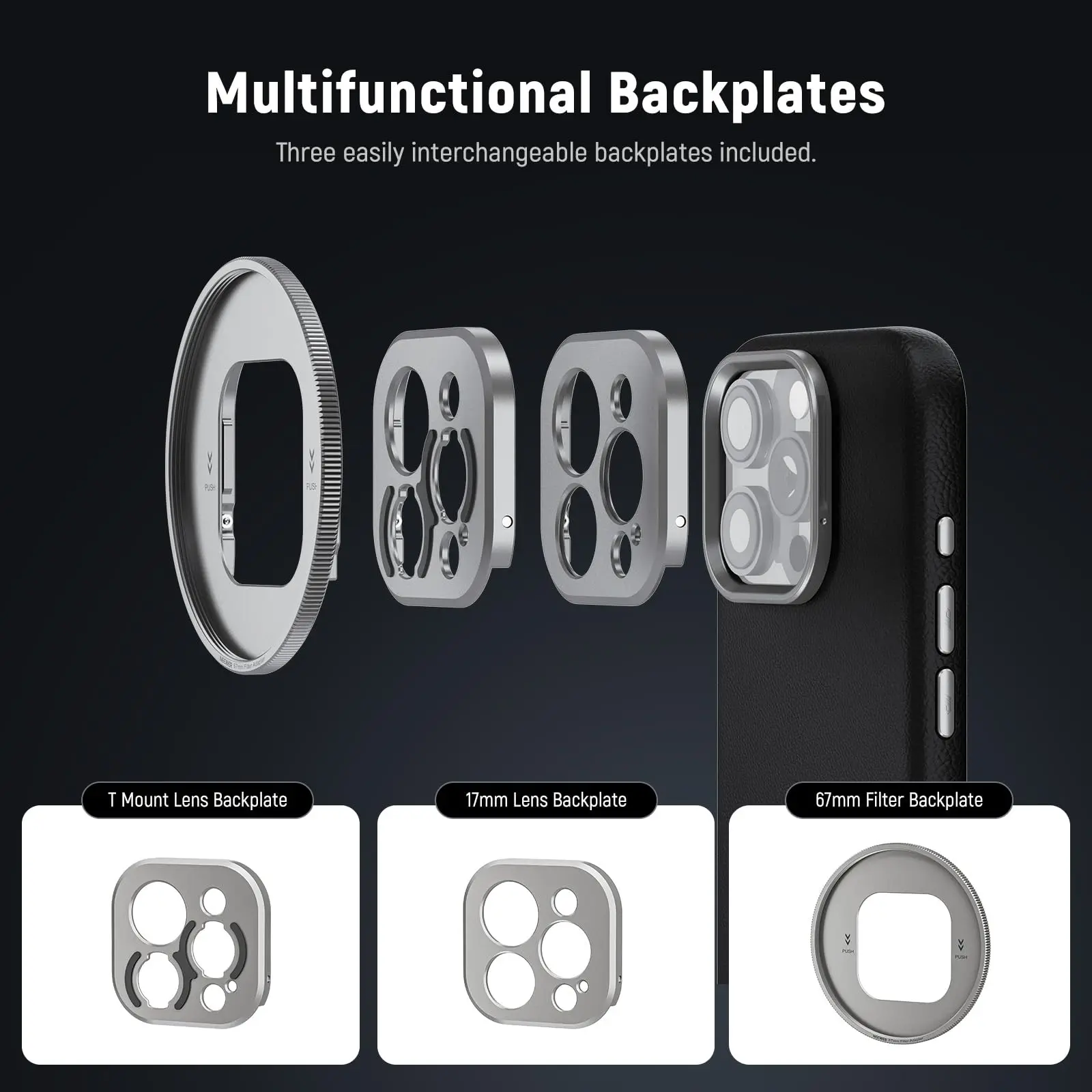 Neewer Phone Case for iPhone 16 Pro 16 Pro Max TPU/PC Protective Heavy Duty Case with 17mm Lens Mounts, 67mm Filter Adapter
