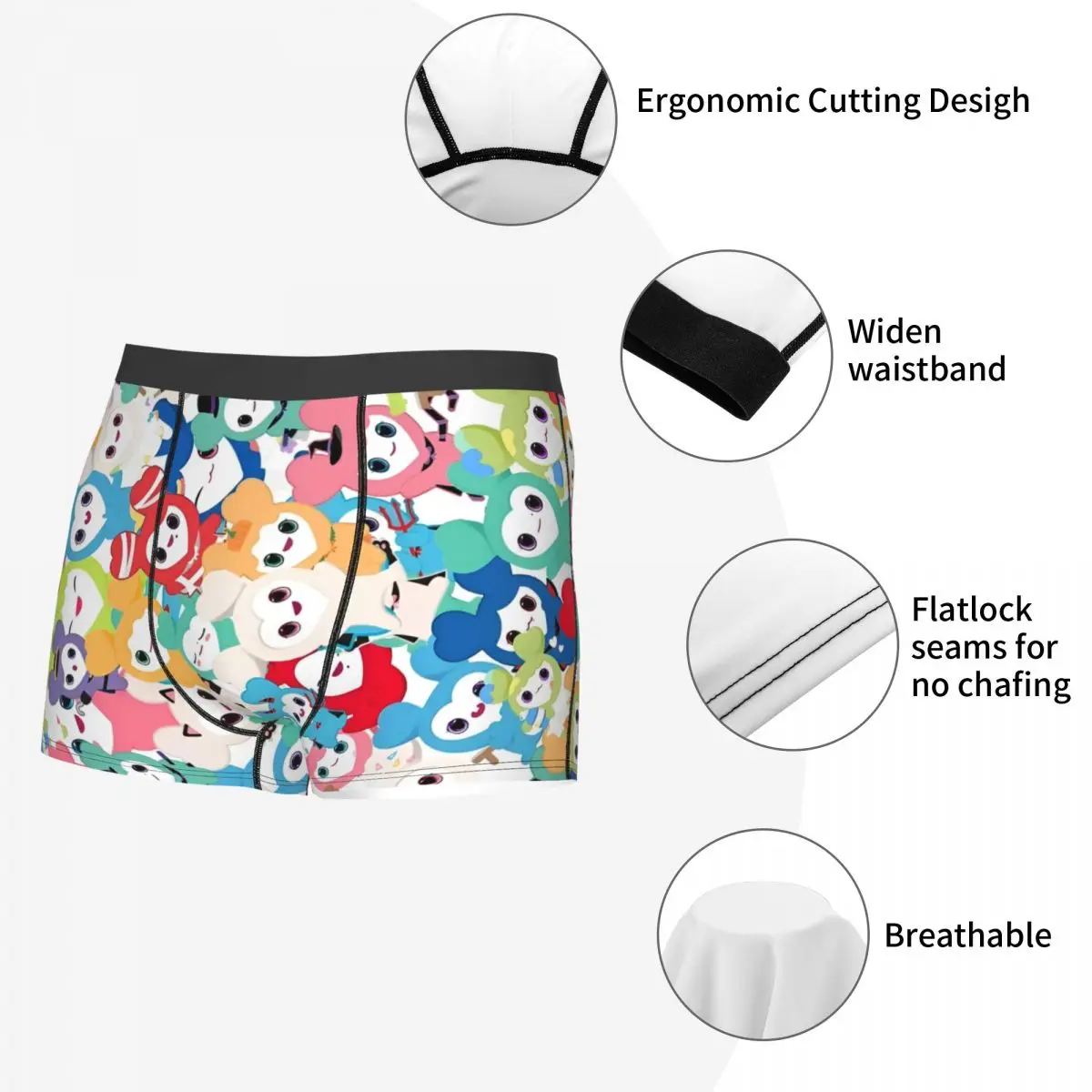 Calzoncillos Boxer con Collage de dibujos animados para hombre, pantalones cortos, bragas, ropa interior transpirable, calzoncillos sexis para hombre