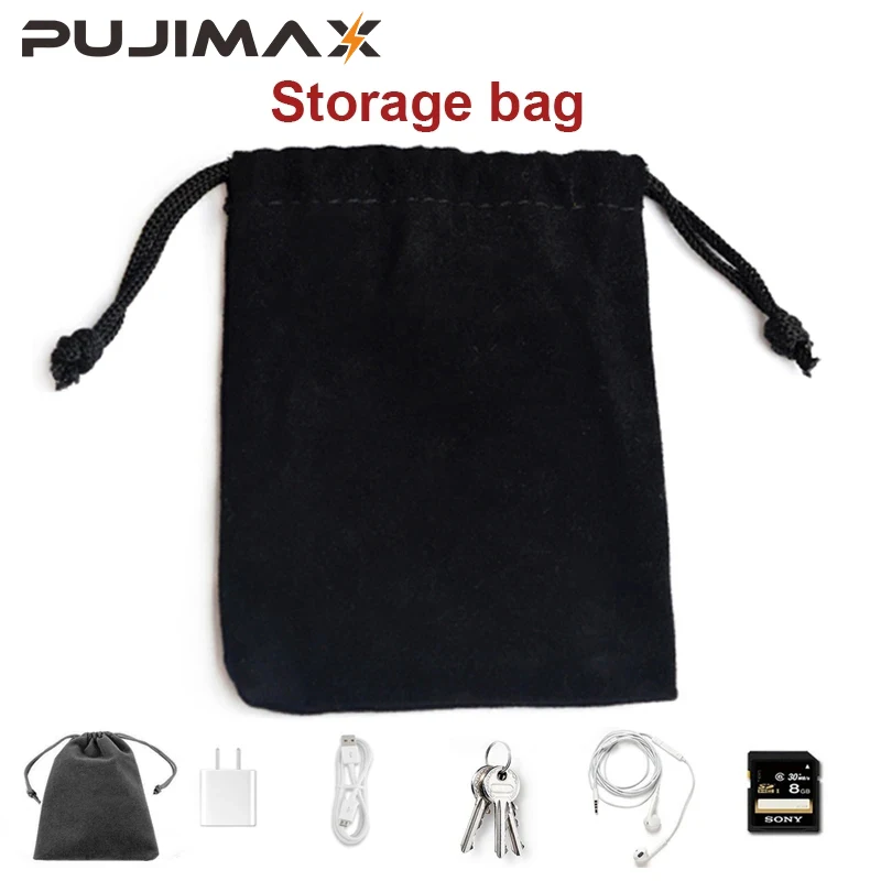 PUJIMAX Portable Earphone Storage Bag Premium Velvet Fabric Bag for Earbuds USB Cable Mp3 Small Protection Pouch 7*9cm 20*30cm