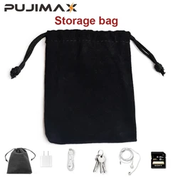 PUJIMAX-Sac de rangement portable pour écouteurs, tissu velours haut de gamme pour écouteurs, câble USB, régule 3 petites poudres de protection, 7x9cm, 20x30cm