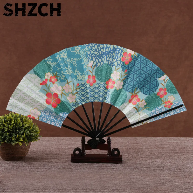 Rice Paper Baking Lacquer Side Bone Chopsticks Fan Printed Design Pocket Fan Home Decoration Pattern Dance Handheld Fan ZH507