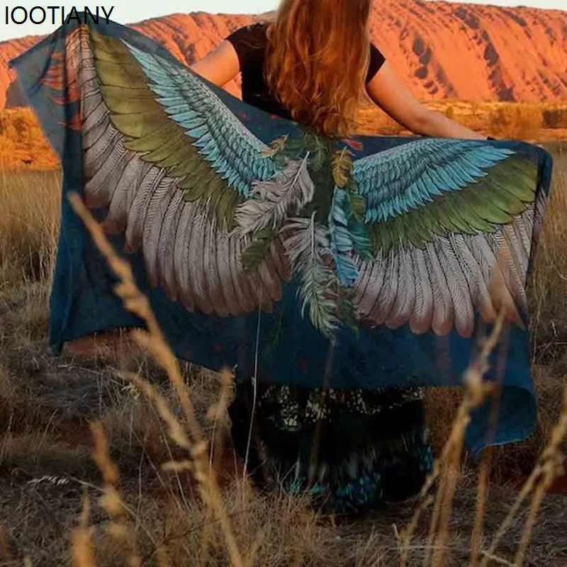 New Animal Cosplay Sexy Sun Protection Shawl Women Bird Wings Print Fantasy Cape Holiday Party Gift Burning Man Festival Props